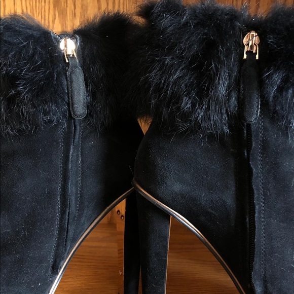 Rabbit Fur black ankle booties - Picture 2 of 6